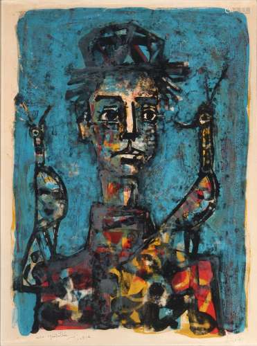 Paul Aizpiri (1919-2016) abstract male portrait, abstraktes ...