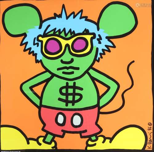 Keith Haring (1958-1990) Andy Mouse, großer Siebdruck,