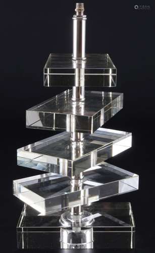 Mid-century modernist crystal lampstand, rotatable glass blo...