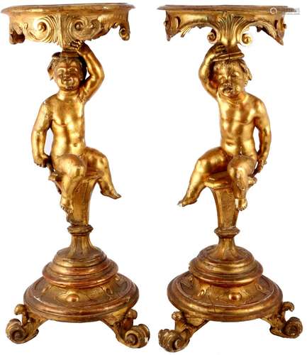 Italy 19th century pair of table consoles, Italien 19. Jahrh...