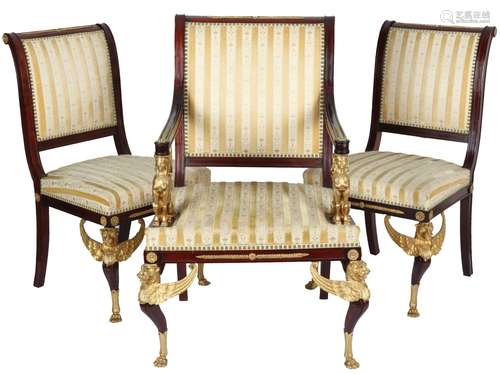 Russia armchair with 2 side chairs 19th century, Russland Fa...