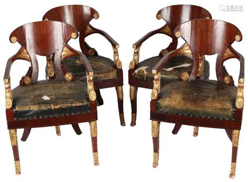 Russia 19th Century set of 4 armchairs, Russland 19. Jahrhun...