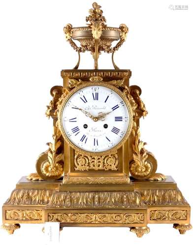 Imposing french large bronze mantel clock 19th century, Kami...