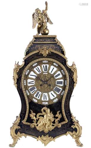 French Boulle style mantel clock 19th century, Philippe FT. ...