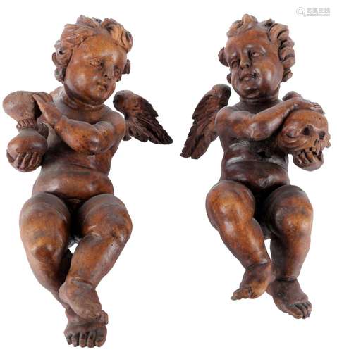 Pair of cherubs 18th century, Paar Putten Engel 18. Jahrhund...