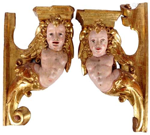 Baroque wall sculpture with cherubs 17th/18th century, Baroc...