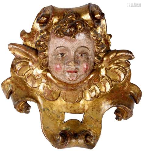 Door finial cherub head 18th century, Supraporte mit Puttenk...