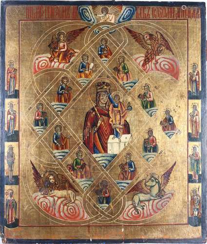 Russia icon Mother of God - incombustible thornbush 19th cen...