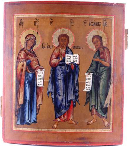 Russia icon deesis Christ with Mary and John 19th century, R...