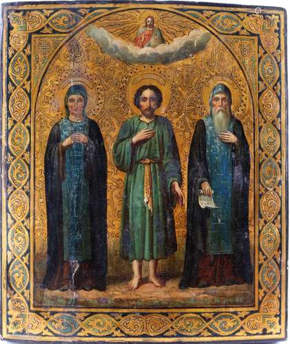 Russian icon with three saints 19th century, Russland Ikone ...