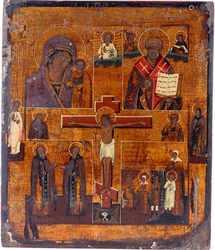 Russia Icon ca. 1850, multiple depictions, Russland Mehrfeld...