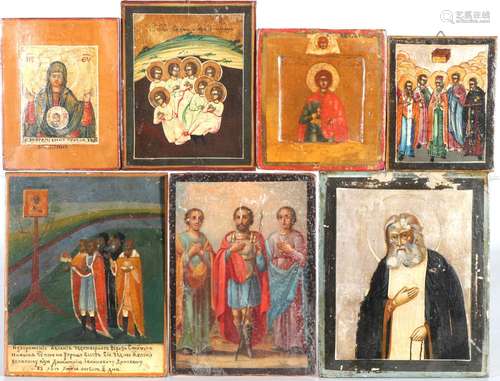 Russia 7 icons 19th century, diverse depictions, Russland Ik...