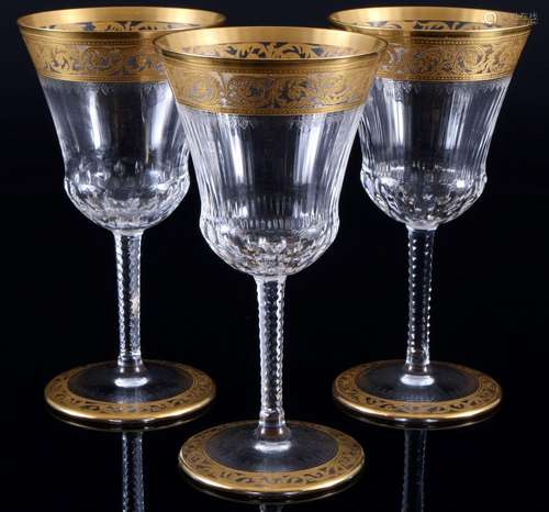 St. Louis Thistle Gold 3 wine glasses no. 3, Weingläser,