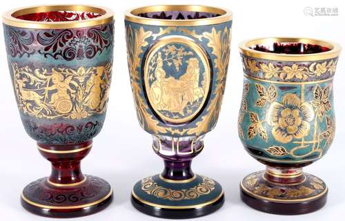 3 pompous cups, probably Bohemia, Prunkpokale,