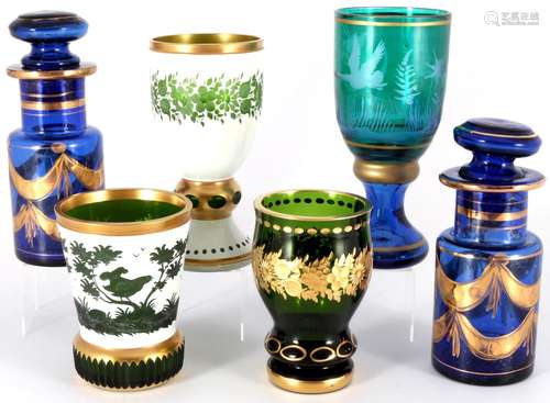 6 goblets / chalices, Gläser / Pokale,