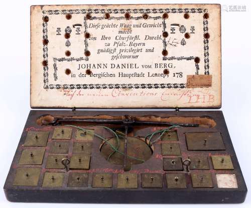 Merchant scale with brass weights 18th century, Johann Danie...