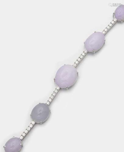 Elegantes Brillant-Armband mit seltener Lavendel-Jade