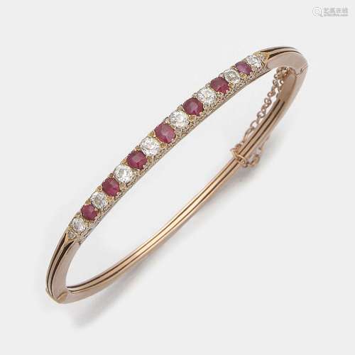 Jugendstil Rubin-Diamant-Armreif