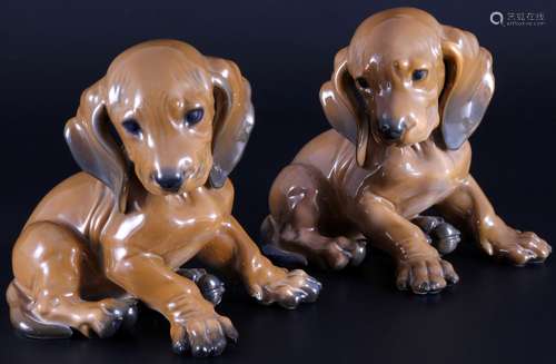 Rosenthal 2 dachshund puppies, Theodor Kärner, Dackelwelpen,