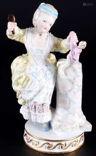 Meissen girl with puppet 1st choice, knob mark, Mädchen mit ...