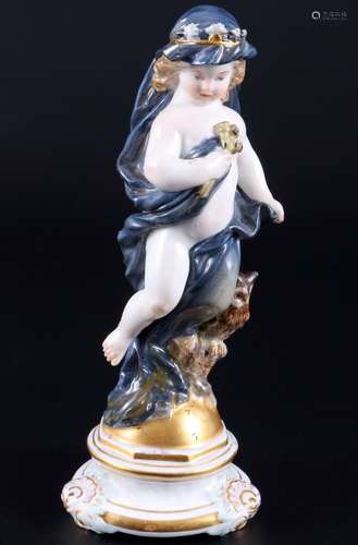 Meissen cupid as allegory of the night 1st choice, knob mark...