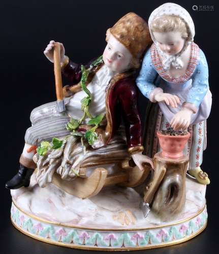 Meissen Four Seasons allegory of winter 1st choice, knob mar...