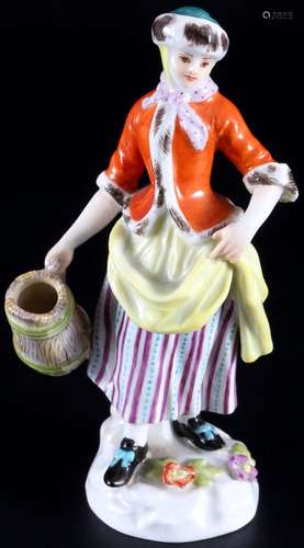 Meissen female vintner with jug 1st choice, Winzerin mit Wei...