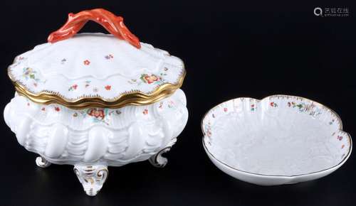 Meissen Swan Indian Flowers lidded box and bowl 1st choice, ...