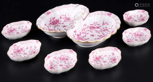 Meissen Indian Purple Rich cabaret bowl with 6 confectionery...