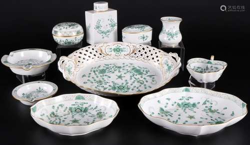 Meissen Indian Green 10-piece porcelain lot, 10-teiliges Por...