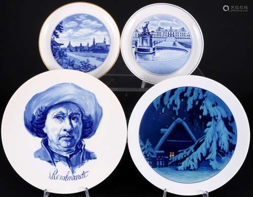 Meissen 4 motif plates 1.Wahl, various décors, Motivteller 1...