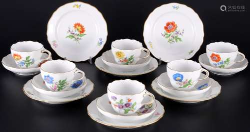 Meissen Flower 6 coffee cups with dessert plates, Kaffeegede...