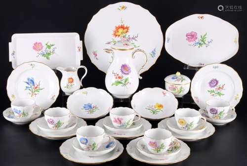 Meissen Flowers coffee service for 7 persons 1st choice, Kaf...