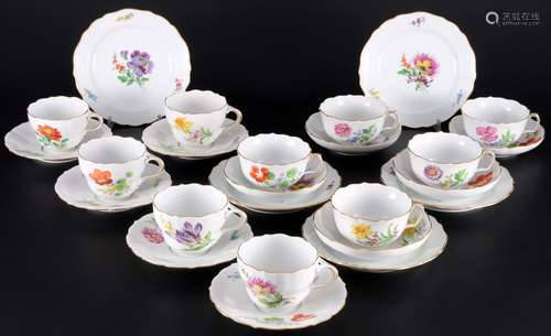 Meissen Flowers 5 coffee cups and 5 tea cups with one set of...