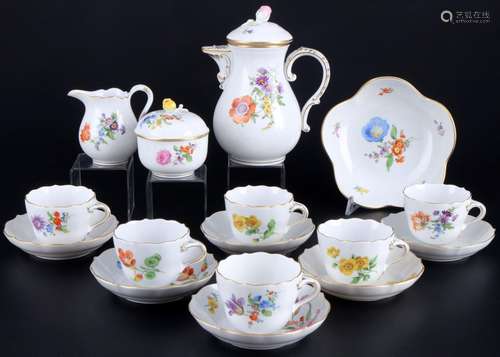 Meissen Flowers mocha coffee set for 6 persons, Mokkaset für...