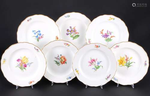 Meissen Flowers 7 dinner plates 1st choice, Speiseteller 1.W...