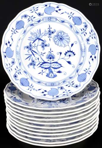 Meissen Onion Pattern 12 Speiseteller, dinner plates,