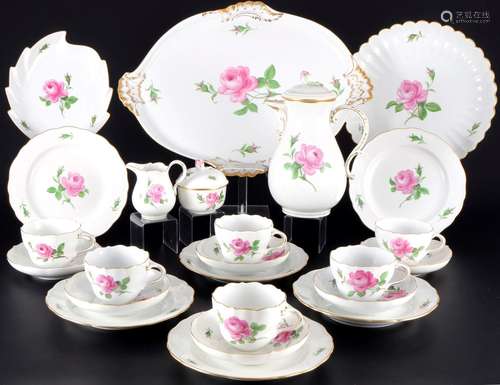 Meissen Red Rose coffee service for 6 persons, Kaffeeservice...