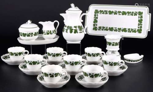 Meissen Wine Leaves mocha coffee service for 8 persons, Mokk...