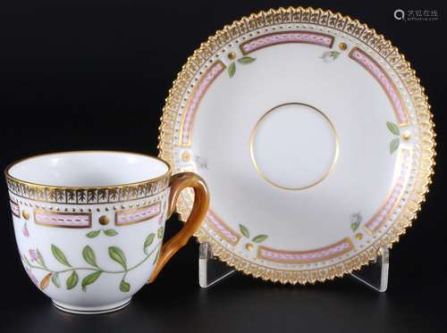 Royal Copenhagen Flora Danica mocha coffee cup with saucer 3...