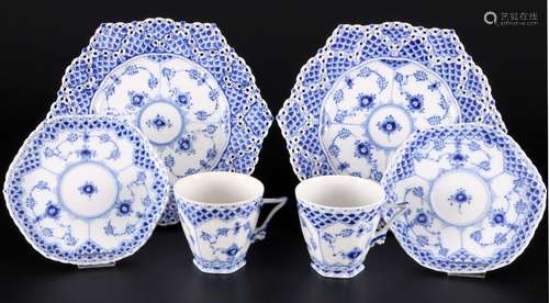 Royal Copenhagen Musselmalet Full Lace 2 coffee cups with de...