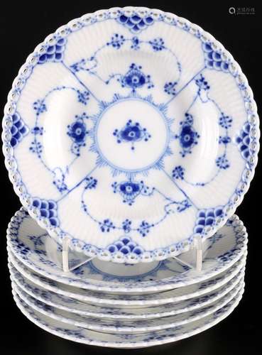 Royal Copenhagen Musselmalet Full Lace 6 dessert bowls 1081 ...