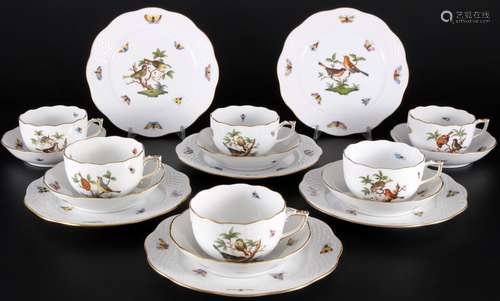 Herend Rothschild 6 tea cups with dessert plates, Teegedecke...