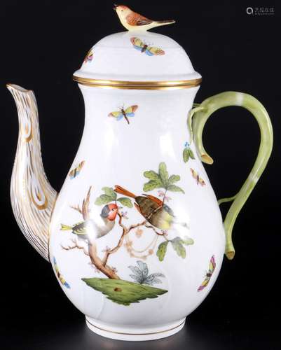 Herend Rothschild coffee pot with bird handle 1671, Kaffeeka...