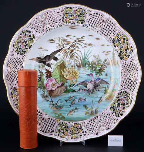 Herend Oiseaux Aquatiques enormous sumptuous bowl, riesige P...