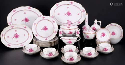 Herend Apponyi Purple extensive dinner service for 6 persons...