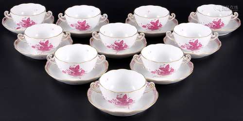 Herend Apponyi Purple 10 soup cups, Suppentassen,