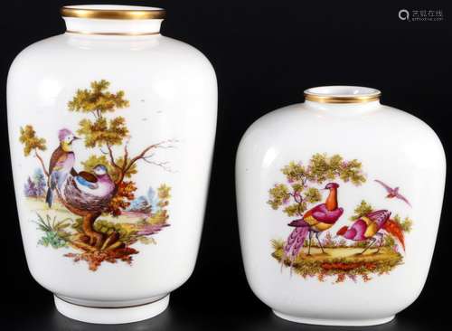 KPM Berlin Birds 2 vases, signiert, porcelain vases,