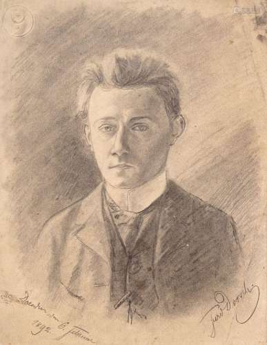 Ferdinand Dorsch, Selbstbildnis en face, siebzehnjährig. 189...