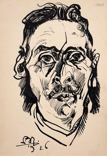 Ludwig Meidner, Kopf eines Herren en face. 1916.